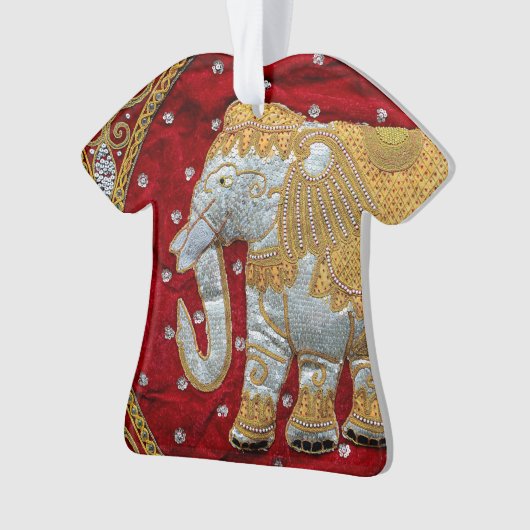 Elephant Red en Gold in India Ornament (voorkant)