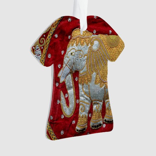Elephant Red en Gold in India Ornament (voorkant)