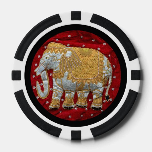 Elephant Red en Gold in India Poker Chips (Voorkant)