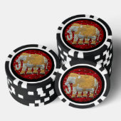 Elephant Red en Gold in India Poker Chips (Opstapeling)