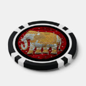 Elephant Red en Gold in India Poker Chips (Enkel)