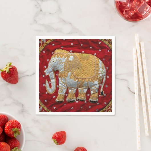 Elephant Red en Gold in India Servetten (Insitu)