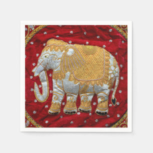 Elephant Red en Gold in India Servetten