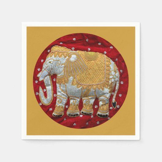 Elephant Red en Gold in India Servetten (Voorkant)