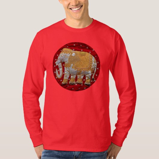 Elephant Red en Gold in India T-shirt (Voorkant)