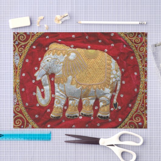 Elephant Red en Gold in India Tissuepapier (Craft)