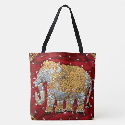 Elephant Red en Gold in India Tote Bag (Voorkant)