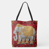 Elephant Red en Gold in India Tote Bag (Achterkant)