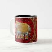 Elephant Red en Gold in India Tweekleurige Koffiemok (Voorkant links)