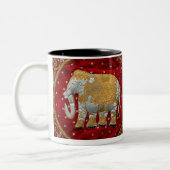Elephant Red en Gold in India Tweekleurige Koffiemok (Links)