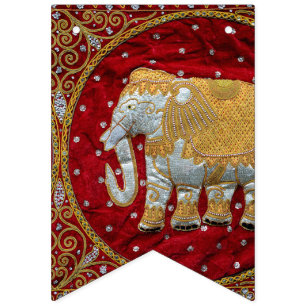 Elephant Red en Gold in India Vlaggetjes