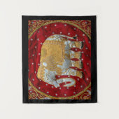 Elephant Red en Gold in India Wandkleed (Voorkant)