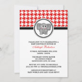Elephant Red & White Houndstooth Baby shower Kaart (Voorkant)