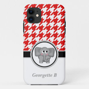 Elephant Red & White Houndstooth iPhone 5 Hoesje