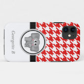 Elephant Red & White Houndstooth iPhone 5 Hoesje (Achterkant (horizontaal))