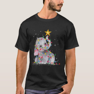 Elephant Reindeer Pet Santa Kerstmis Lights Funny T-shirt