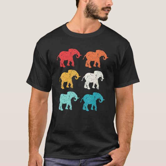 Elephant Retro 80s Style Pop Art T-shirt (Voorkant)