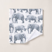 Elephant Rhino-Waterverf Bad Handdoek (Wasdoekje)