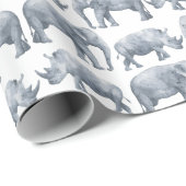 Elephant Rhino-Waterverf Cadeaupapier (Rol Hoek)
