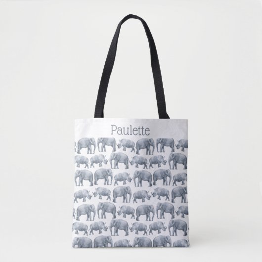 Elephant Rhino-Waterverf Tote Bag (Voorkant)