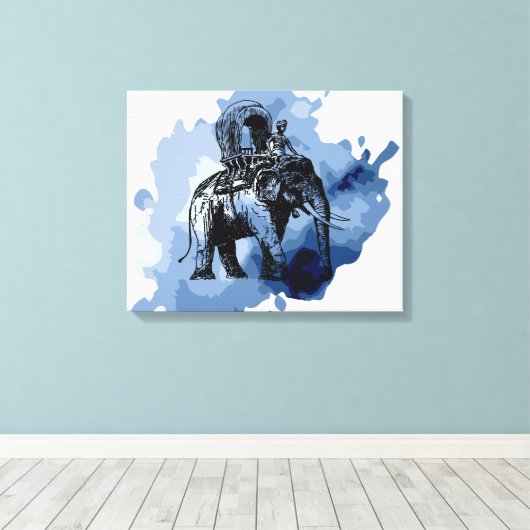 Elephant Ride Canvas Afdruk (Insitu (Houten vloer))