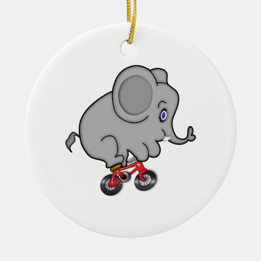 Elephant Riding a Bike Keramisch Ornament (Voorkant)