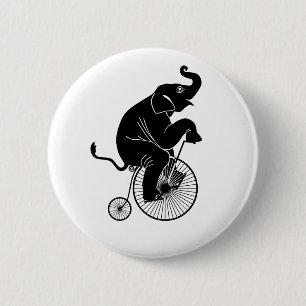 Elephant Riding a Bike Ronde Button 5,7 Cm