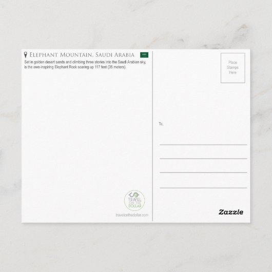Elephant Rock, Saoedi-Arabië Briefkaart (Achterkant)