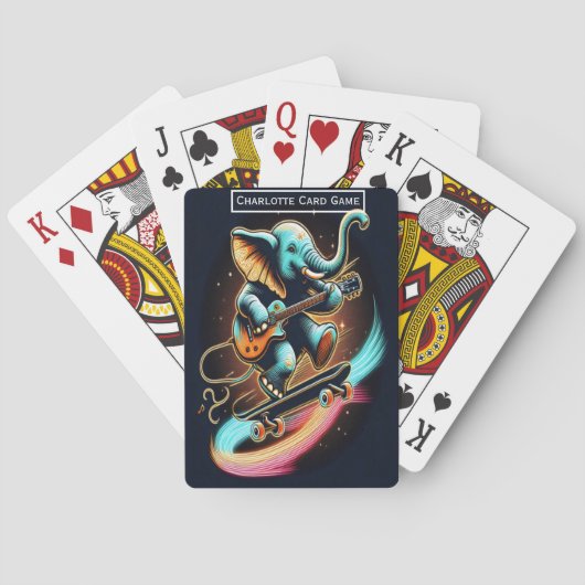 Elephant Rock Star Monogram Kinder Match Game Pokerkaarten (Achterkant)