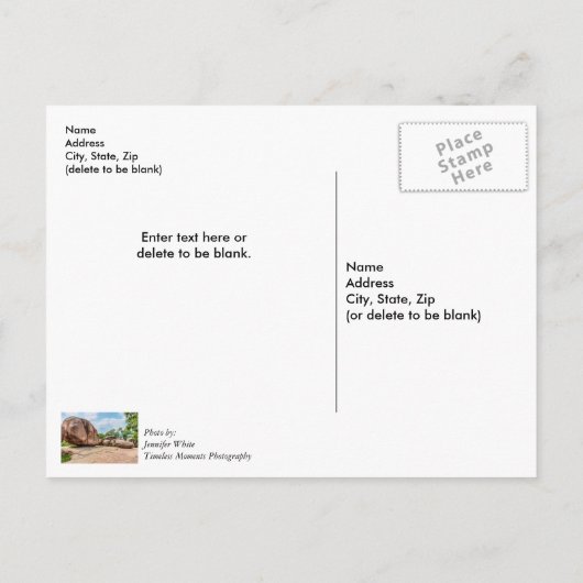 Elephant Rocks State Park Dankkaartje Briefkaart (Achterkant)