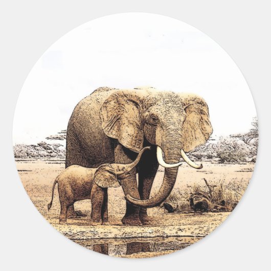 Elephant Ronde Sticker (Voorkant)