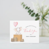 Elephant roze Baby shower per post Hartelijk dank Briefkaart (Staand voorkant)