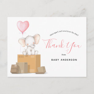 Elephant roze Baby shower per post Hartelijk dank Briefkaart