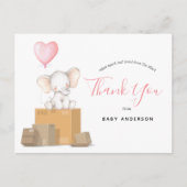 Elephant roze Baby shower per post Hartelijk dank Briefkaart (Voorkant)