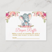 Elephant Roze Bloemen Luier Raffle Douche Goud Informatiekaartje (Voorkant)