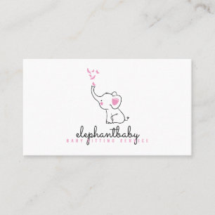 Elephant roze Butterflies Cute Animal Visitekaartje