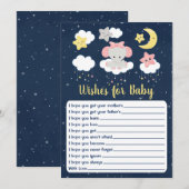 Elephant roze en marineachtig Baby shower wil Baby Kaart (Voorkant / Achterkant)