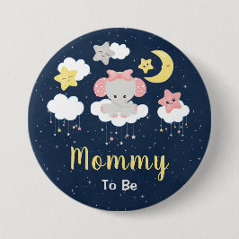 Elephant roze en marinemama worden ronde button 7,6 cm
