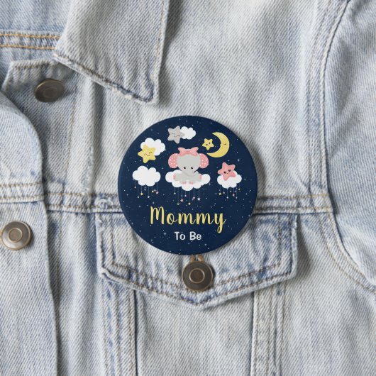 Elephant roze en marinemama worden ronde button 7,6 cm (In situ)