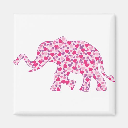 Elephant roze en Paarse harten Magneet (Voorkant)