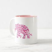 Elephant roze en Paarse harten Tweekleurige Koffiemok (Voorkant links)