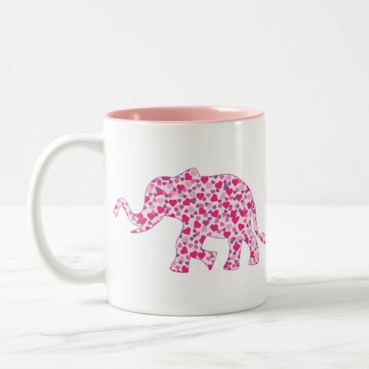Elephant roze en Paarse harten Tweekleurige Koffiemok (Links)