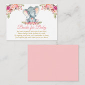 Elephant roze Floral Gold Books voor Baby shower Informatiekaartje (Voorkant / Achterkant)