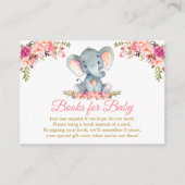 Elephant roze Floral Gold Books voor Baby shower Informatiekaartje (Voorkant)