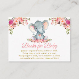 Elephant roze Floral Gold Books voor Baby shower Informatiekaartje
