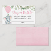 Elephant roze groen meisje douche diaper raffle informatiekaartje (Voorkant / Achterkant)