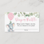 Elephant roze groen meisje douche diaper raffle informatiekaartje (Voorkant)