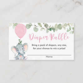 Elephant roze groen meisje douche diaper raffle informatiekaartje