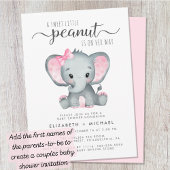 Elephant roze Waterverf Baby Girl Shower Kaart