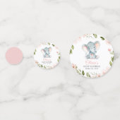 Elephant, roze Waterverf Flowers, Baby shower Confetti (Voorkanten)